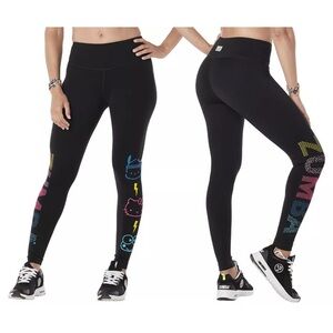 Zumba Black Graphic Leggings Hello Kitty